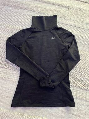 Under Armour Black Heathered Mock Neck Performance Top Cold Weather